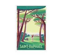 Poster de voyage vintage Saint-Raphaël - Décoration murale - Poster sur toile - Décoration de chambre à coucher, bureau, chambre à coucher - Cadeau sans cadre - 30 x 45 cm
