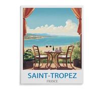 Poster de Voyage Vintage Saint Tropez France，Puzzle en Papier 1000 Pieces Adultes Enfants Classique Jeu Cadeau（38x26cm）-A31
