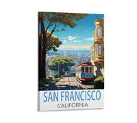 Poster de voyage vintage San Francisco California 20 x 30 cm Impression sur toile Décoration murale pour chambre à coucher