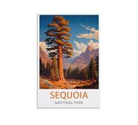 Poster de voyage vintage Sequoia National Park 40 x 60 cm - Décoration murale pour salon, chambre à coucher, dortoir, maison, bureau