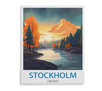 Poster de Voyage Vintage Stockholm Suède，Puzzle Jigsaw 1000 Pièces, Puzzle en Bois Adulte Jouets Anime Puzzles Difficiles, Puzzle Intéressant Jouets（75x50cm）-A23
