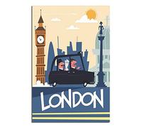 Poster de voyage vintage sur toile de Londres et de l'Angleterre - Décoration murale - 30 x 45 cm