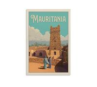 Poster de voyage vintage sur toile représentant l'Afrique de Mauritanie - Affiches murales et d'art modernes - Pour chambre à coucher - 30 x 45 cm