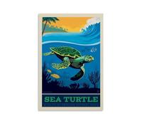 Poster de voyage vintage sur toile représentant les parcs nationaux, la faune sauvage, la tortue de mer, affiches murales et impression d'art moderne pour chambre à coucher (50 x 75 cm)
