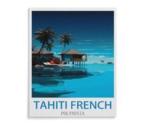 Poster de Voyage Vintage Tahiti Polynésie française,Puzzle Personnalisé 1000 Pièces Papier Puzzle Adultes Adolescents Enfants Puzzle Jouets(50x70cm)-A11