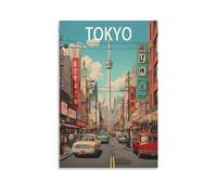Poster de voyage vintage Tokyo Japan Street - 30 x 45 cm - Décoration murale pour salon