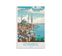 Poster de voyage vintage Turquie Istanbul - 20 x 30 cm - Impression sur toile pour salon, chambre, dortoir, maison, bureau - Décoration murale