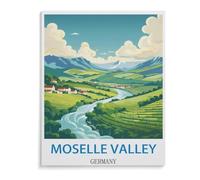Poster de Voyage Vintage Vallée de la Moselle Allemagne，Puzzle 1000 Pièces, Convient pour Adultes Et Enfants Puzzle À Partir De 8 Ans ， Jeu D'adresse pour La Famille（38x26cm）-B67