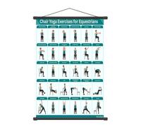 Poster de yoga sur chaise - 40 x 60 cm - Tableau mural pliable avec plusieurs poses, guide d'étirement de pilates pour débutants | Entraîneur d'entraînement de fitness et de mobilité pour la maison