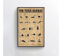 Poster de yoga Yin Yoga Asanas Poster Poses de yoga Art mural Guide de yoga Affiche pratique Yoga à la maison Yoga Sudio Décor Cadeau Club de Yoga Encourage Décoration murale Affiche en métal 20,3 x