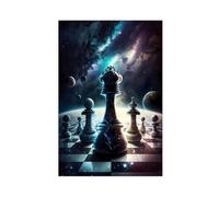 Poster d'échecs dans l'espace Bataille des rois sur toile pour décoration murale de salon, chambre à coucher, sans cadre : 30 x 45 cm