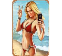 Poster décoratif classique Game GTA 5 Beach Girl Game - Décoration murale amusante - Pour bar, café, pub - 30,5 x 40,6 cm