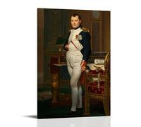 Poster décoratif Jacques Louis David Masterpiece - L'empereur Napoléon dans son étude aux Tuileries - Impression sur toile pour salon, chambre à coucher, bureau, décoration d'intérieur - 60 x 90 cm