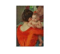 Poster décoratif Mary Cassatt Masterpiece - Bébé Charles regardant par-dessus l'épaule de sa mère - Décoration murale à suspendre pour chambre à coucher, esthétique - 30 x 45 cm