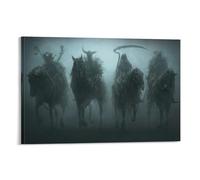 Poster décoratif sur toile avec quatre cavaliers sombres de l'Apocalypse - Poster mural moderne pour chambre à coucher - 30 x 45 cm