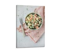 Poster décoratif sur toile avec salade de légumes de style russe classique (pomme de terre, carotte, pois) - Décoration murale moderne pour chambre à coucher - 40 x 60 cm