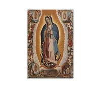 Poster décoratif sur toile avec symbole religieux vénéré de la Vierge Marie, Notre-Dame de Guadalupe 2 - Décoration murale moderne pour chambre à coucher - 50 x 75 cm