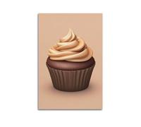 Poster décoratif sur toile de style cupcake au chocolat avec garniture crème 30 x 45 cm