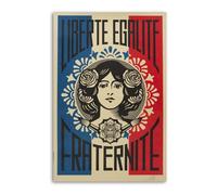 Poster décoratif sur toile Liberte Egalite Fraternite par Shepard Fairey - Décoration murale moderne pour chambre à coucher - 60 x 90 cm
