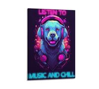 Poster décoratif sur toile Listen To Music And Chill - Impression d'art moderne pour chambre à coucher - 30 x 45 cm