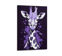Poster décoratif sur toile, portrait de girafe violette, affiche et image d'art moderne pour chambre à coucher (60 x 90 cm)