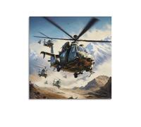 Poster décoratif sur toile pour chambre à coucher Motif avions militaires hélicoptères 40 x 40 cm