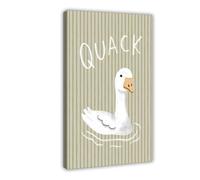 Poster décoratif sur toile pour chambre d'enfant Motif oie rayée vert sauge 20 x 30 cm