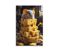 Poster décoratif sur toile représentant la petite souris qui a volé le fromage - 40 x 60 cm