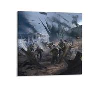 Poster décoratif sur toile représentant la Seconde Guerre du débarquement de Normandie - Décoration murale moderne pour chambre à coucher - 30 x 30 cm