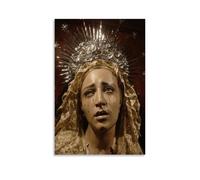 Poster décoratif sur toile représentant la Vierge Marie qui pleure pour chambre à coucher (30 x 45 cm)