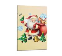 Poster décoratif sur toile représentant le Père Noël portant un grand sac - Décoration murale moderne pour chambre à coucher - 20 x 30 cm