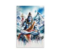 Poster décoratif sur toile représentant le Seigneur Shiva - Décoration murale moderne pour chambre à coucher ou salon - Poster décoratif moderne pour chambre à coucher ou salon - Affiches murales sans