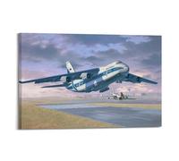 Poster décoratif sur toile représentant un avion de transport lourd Antonov An-124 Ruslan (50 x 75 cm)