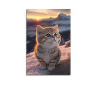 Poster décoratif sur toile représentant un chat mignon - Motif chatons dorés britanniques à poils courts - 30 x 45 cm