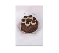 Poster décoratif sur toile représentant un gâteau aux cerises de la Forêt-Noire de style allemand - Décoration murale moderne pour chambre à coucher - 20 x 30 cm