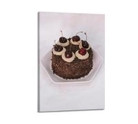 Poster décoratif sur toile représentant un gâteau aux cerises de la Forêt-Noire de style allemand - Décoration murale moderne pour chambre à coucher - 20 x 30 cm
