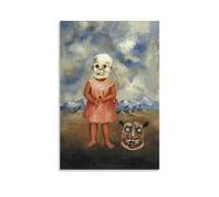 Poster décoratif sur toile représentant une fille au masque de la mort (She Plays Alone) (1938) par Magdalena Carmen Frida Kahlo et Calderón - 40 x 60 cm