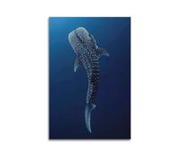 Poster décoratif sur toile représentant une silhouette de baleine et de requin - Poster mural moderne pour chambre à coucher - 30 x 45 cm