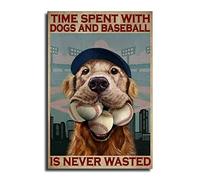 Poster décoratif sur toile Time Spent with Dogs And Baseball Is Never Wasted 30 x 45 cm