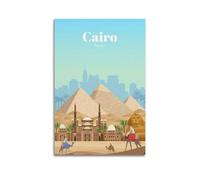 Poster décoratif vintage sur toile représentant le Caire d'Égypte pour salon, chambre à coucher 20 x 30 cm