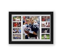 Poster dédicacé de Tom Brady - Édition limitée | Souvenir de football américain (encadré A3 (30 x 40 cm)