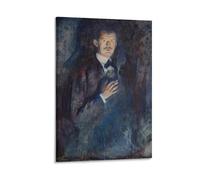 Poster d'Edvard Munch's Autoportrait avec cigarette (1) Art peinture sur toile Décoration murale Décoration d'intérieur moderne 40 x 60 cm