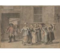 Poster « Departure from a French Inn ; An Illustration for Sterne's Sentimental Journey (1775) » par Samuel Hieronymus Grimm (45,7 x 61 cm)