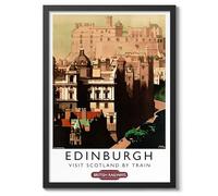 Poster des chemins de fer écossais d'Édimbourg, art mural vintage britannique, décoration rétro encadrée, idée cadeau, archivage mat, A2 (encadré) - 59,4 x 42 cm