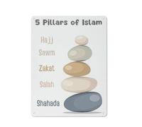 Poster des piliers de l'islam - Art mural islamique - Affiche éducative islamique - Décoration de chambre d'enfant musulmane - Décoration murale pour chambre d'enfant musulmane - Art mural pour