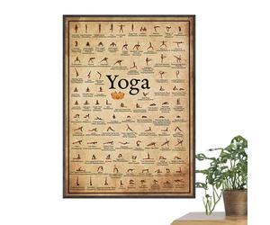 Poster d'étirement de yoga - Tableau d'exercice complet du corps, guide mural d'entraînement, entraînement de flexibilité visuelle, aide à la routine de fitness | Poster d'étirement de yoga pour tout