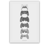Poster d'évolution des manettes PS pour décoration murale de salle de jeux - Affiche d'art pour joueurs - Décoration murale pour chambre d'adolescent ou salon - Cadeau pour homme et femme - Impression