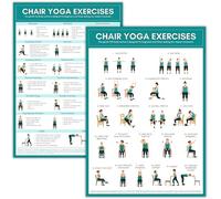 Poster d'exercice de yoga sur chaise pour débutants et personnes âgées A3 | Tableau de yoga assis double face avec instructions (français non garanti) | Exercices doux laminés pour la mobilité et la
