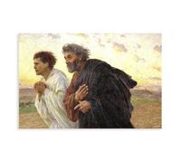 Poster Disciples Peter et John Running To The Tomb On The Morning Of The Resurrection - Toile décorative pour chambre à coucher, bureau, chambre, cadeau