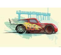 Poster Disney Cars Lightning McQueen Rouge, Bleu et Crème-Beige - 612149 - 70 x 50 cm